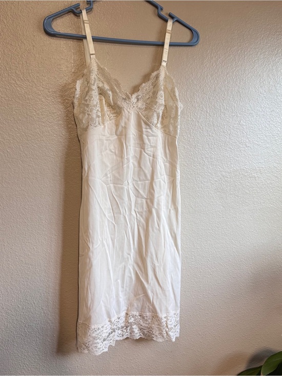 Vintage Other - Vintage Cream Lace-Trim Slip Dress